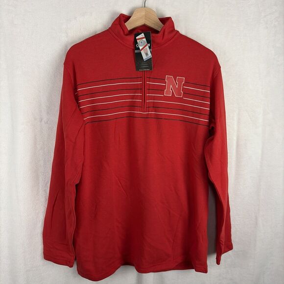 Nebraska Cornhuskers Quarter Zip Pullover Sweatshirt Size Large Red NWT - Picture 1 of 5